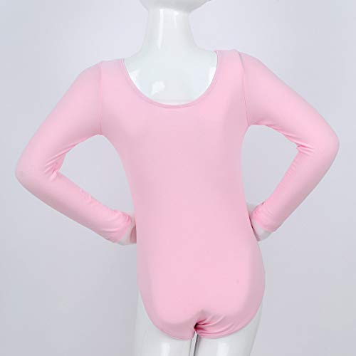 Freebily Maillot de Danza Gimnasia Leotardo Clásico Elástico de Ballet de Algodón para Niñas (3-12 Años) Maillots Baile Manga Larga Rosa 6 años