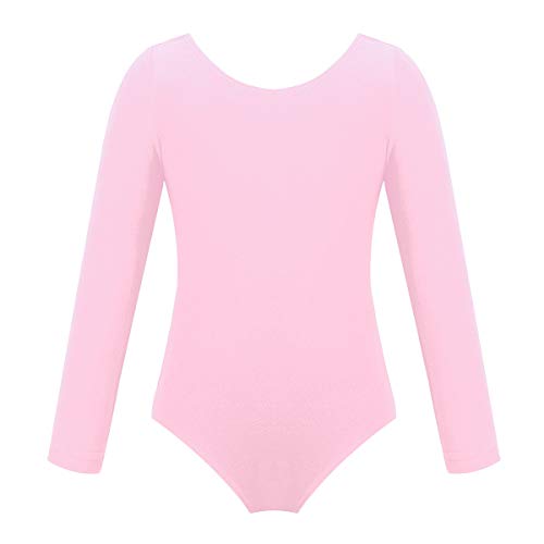 Freebily Maillot de Danza Gimnasia Leotardo Clásico Elástico de Ballet de Algodón para Niñas (3-12 Años) Maillots Baile Manga Larga Rosa 6 años