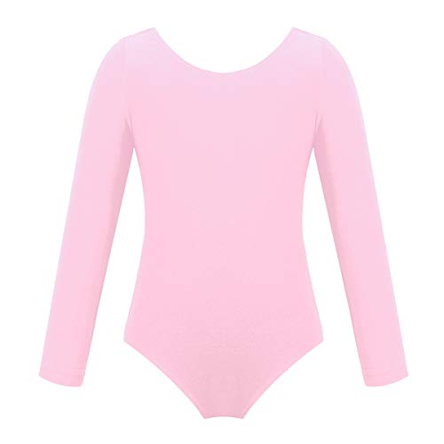 Freebily Maillot de Danza Gimnasia Leotardo Clásico Elástico de Ballet de Algodón para Niñas (3-12 Años) Maillots Baile Manga Larga Rosa 6 años