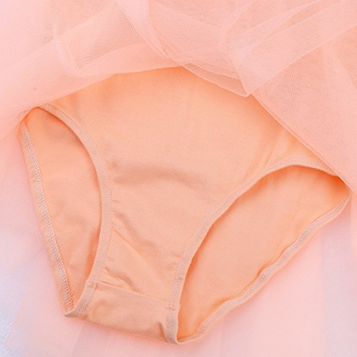 Freebily Maillot Vestido de Ballet Danza Vestido Leotardo Body Ballet Fiesta con Lentejuelas Tutú para Niña Infantil Carnaval Naranja 10-12 años