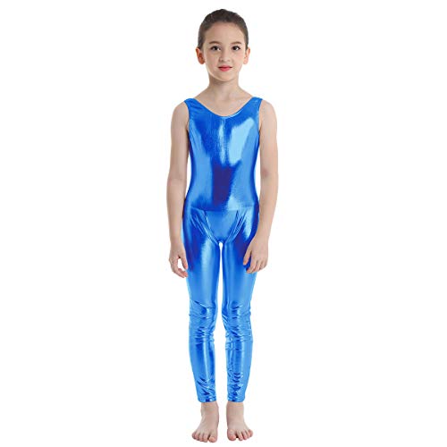 Freebily Maillots de Danza Ballet Gimnasia Rítmica Artística Niñas Leotardo de Práctica Fitness Yoga Bodys Monos Básico Elástico Ropa Deportiva de Una Pieza sin Mangas Azul 7-8 años