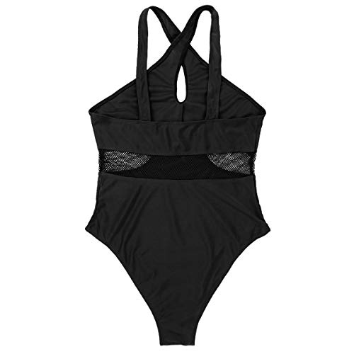 Freebily Maillots Mujer de Ballet Gimnasia Rítmica Leotardo Básico Elásico Bodys con Tirantes Cruzados Monos de Malla Mujer Bodysuit Dancewear Muchacha Negro X-Small