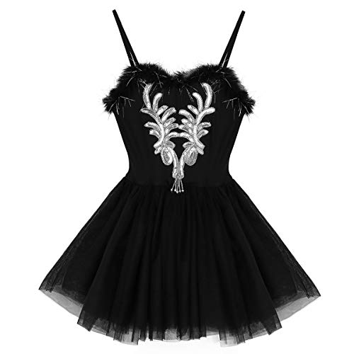 Freebily Mujer Adultas Vestido de Ballet Disfraz de Princesa Lago de Cisnes Vestido Sin Mangas de Espaguetis Lentejuelas Tutú Falda para Actuación de Danza Negro S Freebily Mujer Adultas Vestido de Ballet Disfraz de Princesa Lago de Cisnes Vestido Sin Mangas de Espaguetis Lentejuelas Tutú Falda para Actuación de Danza Negro S