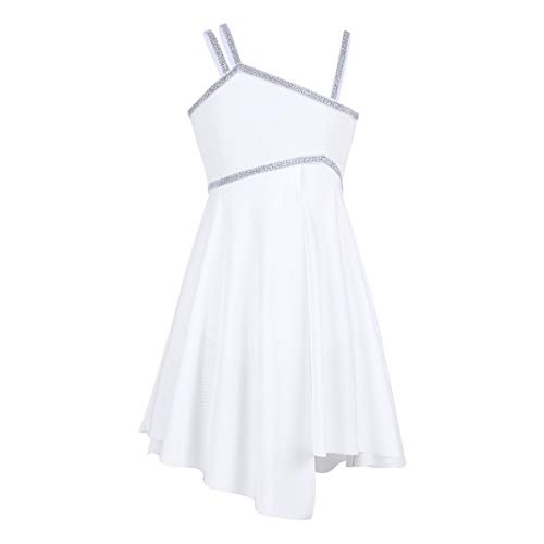 Freebily Niñas Vestido de Danza Ballet Flamenco Jazz Maillot Deportivo Gimnasia Yoga Baile con Braga Conjunto para Actuación de Danza Blanco 12 Años