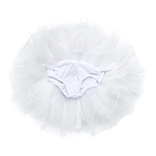 Freebily Vestido de Fiesta Actuación Maillot de Ballet Danza con Flor de Lentejuelas para Niña (4-12 años) Tutú Infantil + Guantes + Clip Blanco A 10-12 años