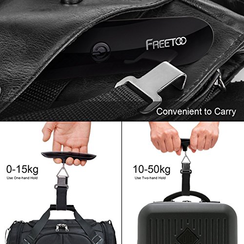 FREETOO Digital Balanza Báscula de Equipaje LCD Portátil Escala de Equipaje 110 lb/50 kg Capacidad Batería Incluida para Viajes Al Aire Libre (Versión Mejorada) FREETOO Digital Balanza Báscula de Equipaje LCD Portátil Escala de Equipaje 110 lb/50 kg Capacidad Batería Incluida para Viajes Al Aire Libre (Versión Mejorada)