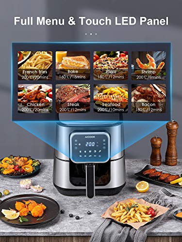 Freidora sin Aceite 5.5L 1700W, Freidora de Aire con 8 Programas, Gran LED Pantalla Superior, Función precalentamiento, Temperatura y Tiempo Ajustable, Recetas Incluidos, Regalo Ideal Freidora sin Aceite 5.5L 1700W, Freidora de Aire con 8 Programas, Gran LED Pantalla Superior, Función precalentamiento, Temperatura y Tiempo Ajustable, Recetas Incluidos, Regalo Ideal