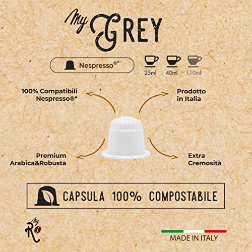 FRHOME - 100 Cápsulas de Café compatibles Compostables Nespresso sabor Café MyGrey - 100% Arabica - MyRistretto