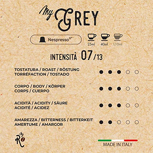 FRHOME - 100 Cápsulas de Café compatibles Compostables Nespresso sabor Café MyGrey - 100% Arabica - MyRistretto