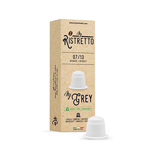 FRHOME - 100 Cápsulas de Café compatibles Compostables Nespresso sabor Café MyGrey - 100% Arabica - MyRistretto FRHOME - 100 Cápsulas de Café compatibles Compostables Nespresso sabor Café MyGrey - 100% Arabica - MyRistretto