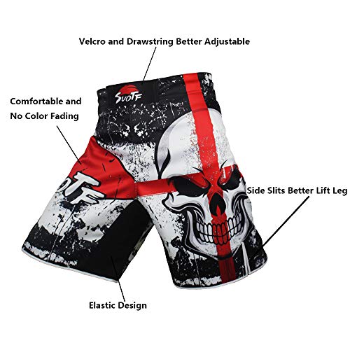 Frikimanes Pantalones Cortos Shorts Modelo Calavera Ideales MMA K-1 Kick Boxing Boxeo Crossfit etc. (XXXL)