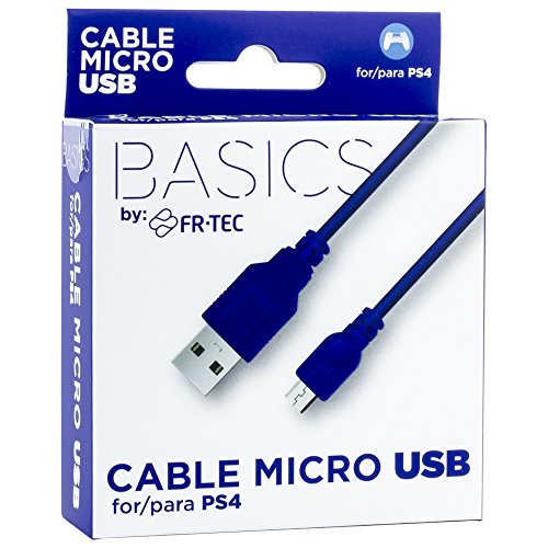 FR·TEC - Cable de carga Micro USB A USB, Color Azul - Ps4