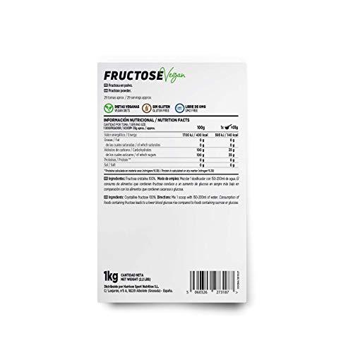 Fructosa de HSN | Carbohidrato de Bajo Índice Glucémico | Uso Deportivo | Ideal para Recetas como Edulcorante | Vegano, Sin Lactosa, En Polvo, Sin Sabor, 1000 gr Fructosa de HSN | Carbohidrato de Bajo Índice Glucémico | Uso Deportivo | Ideal para Recetas como Edulcorante | Vegano, Sin Lactosa, En Polvo, Sin Sabor, 1000 gr