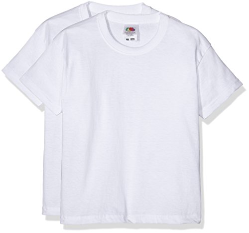 Fruit of the Loom 6103323 - Camiseta para niños, lot de 2, color Blanco, 5-6 años (116 cm)