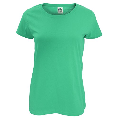 Fruit of the Loom - Camiseta de Manga Corta Ajustada Modelo Lady-Fit Original para Mujer (Mediana (M)) (Azul eléctrico)