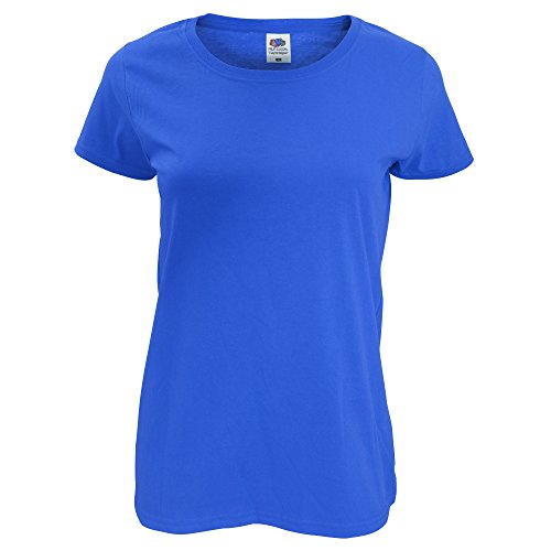 Fruit of the Loom - Camiseta de Manga Corta Ajustada Modelo Lady-Fit Original para Mujer (Mediana (M)) (Azul eléctrico)