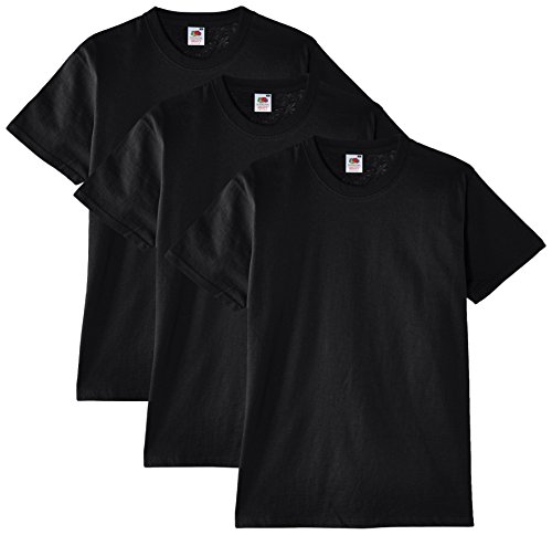 Fruit of the Loom Heavy Cotton Tee Shirt 3 Pack, Camiseta de Manga Corta Para Hombre, Negro (Schwarz), Medium Fruit of the Loom Heavy Cotton Tee Shirt 3 Pack, Camiseta de Manga Corta Para Hombre, Negro (Schwarz), Medium