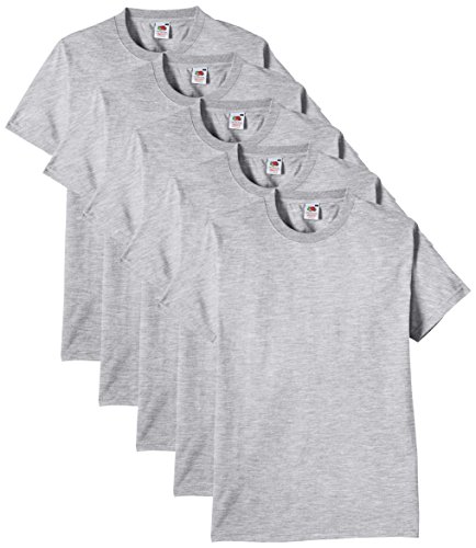 Fruit of the Loom Heavy Cotton tee Shirt 5 Pack Camiseta, Gris (Heather Grey), Medium (Pack de 5) para Hombre
