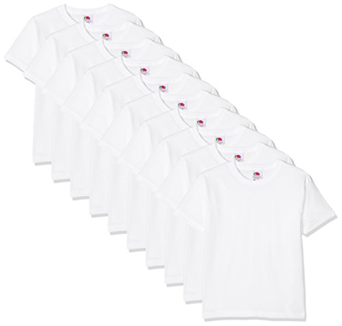 Fruit of the Loom Kids 10 Pack T-Shirt Camiseta, Blanco, 12-13 Años (Pack de 10) para Niños