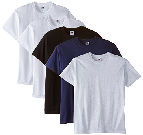 Fruit of the Loom Premium tee 5 Pack Camiseta, Multicoloured (White/White/Black/Navy/Ash), X-Large para Hombre