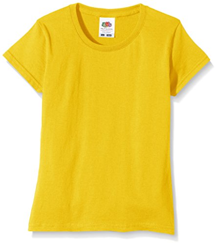 Fruit of the Loom Sofspun, Camiseta para Niñas, Amarillo (Sunflower Yellow), 3-4 Años (104 cm)
