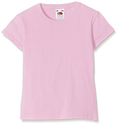 Fruit of the Loom - SS079 - Camiseta de manga corta con cuello redondo para niñas Rosa Rosa (rosa claro 52) 7-8 Años
