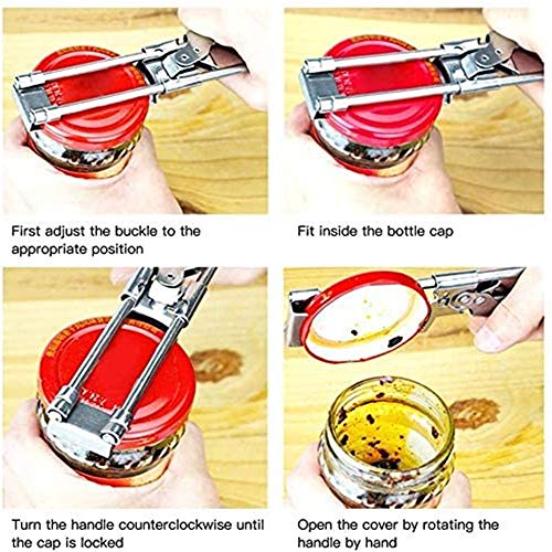 FSKJ Adjustable Multifunctional Stainless Steel Can Opener, Universal Jar Opener Lid Grippers, Anti-Slip Can Opener - Jar Lid Opener Gripper Kitchen Supplies Accessories (2Pcs)