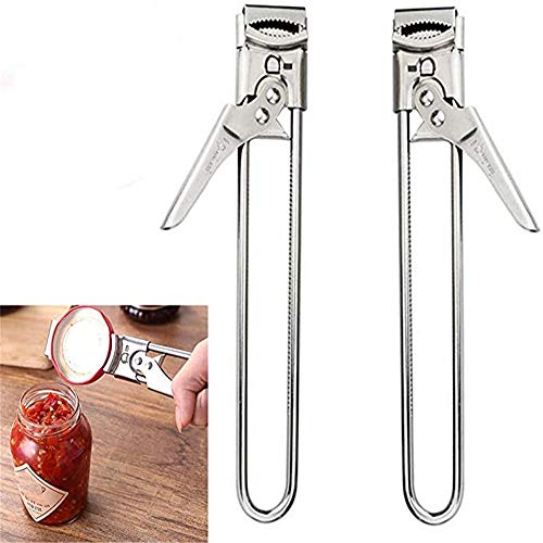 FSKJ Adjustable Multifunctional Stainless Steel Can Opener, Universal Jar Opener Lid Grippers, Anti-Slip Can Opener - Jar Lid Opener Gripper Kitchen Supplies Accessories (2Pcs)