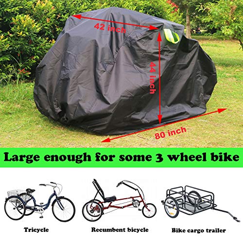FUCNEN - Funda grande para bicicleta para 2 3 bicicletas, tela Oxford 210D, antipolvo, lluvia, protección UV, para bicicleta de montaña o de 3 ruedas