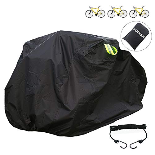 FUCNEN - Funda grande para bicicleta para 2 3 bicicletas, tela Oxford 210D, antipolvo, lluvia, protección UV, para bicicleta de montaña o de 3 ruedas