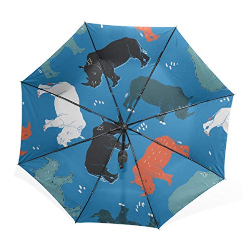 Fuerte Músculo Rhino Negro Portátil Ligero Compacto Paraguas Plegable Protección Anti UV Impermeable Soleado A Prueba de Viento Costilla a Prueba de Lluvia Viaje al Aire Libre Mujeres Hombres Niño