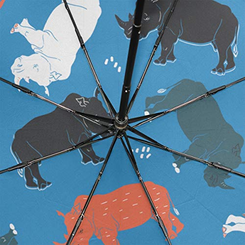 Fuerte Músculo Rhino Negro Portátil Ligero Compacto Paraguas Plegable Protección Anti UV Impermeable Soleado A Prueba de Viento Costilla a Prueba de Lluvia Viaje al Aire Libre Mujeres Hombres Niño