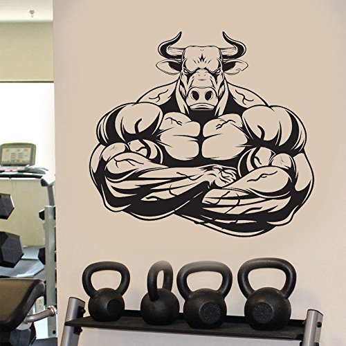 Fuerte Poder Músculo Toro Hércules Barra Entrenamiento Físico Fitness Deportes Culturismo Etiqueta de la pared DIY Vinilo Calcomanía Dormitorio GYM Club Decoración para el hogar Mural