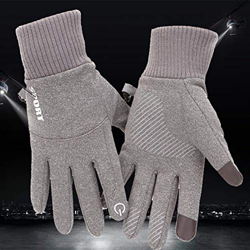 FUFU Manoplas Guantes Cálidos De Invierno, Pantalla Táctil Antideslizante A Prueba De Viento Guantes Térmicos Calientes Clima Frío Guantes De Conducción Guantes De Ciclismo (Color : Grey)