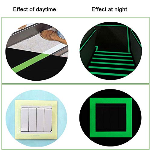 FULARR 10m X 1.5cm Premium Pegatina de Cinta Luminosa, Glow in The Dark Tape, Cinta Adhesiva de Seguridad Autoadhesiva Fluorescente, Extraíble Impermeable Durable Estable Seguridad –– Luz Verde