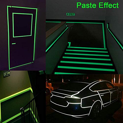 FULARR 10m X 1.5cm Premium Pegatina de Cinta Luminosa, Glow in The Dark Tape, Cinta Adhesiva de Seguridad Autoadhesiva Fluorescente, Extraíble Impermeable Durable Estable Seguridad –– Luz Verde