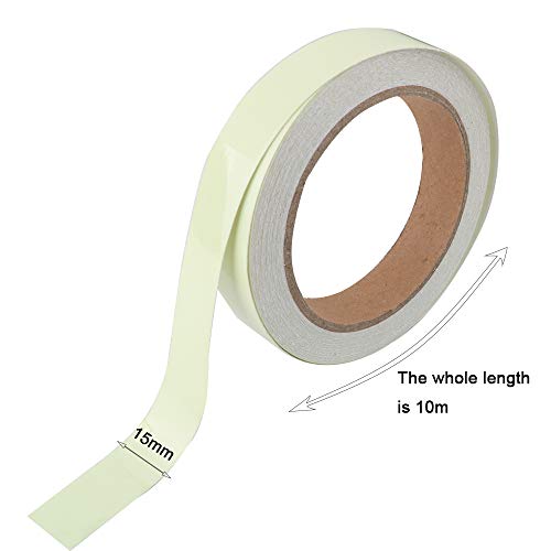 FULARR 10m X 1.5cm Premium Pegatina de Cinta Luminosa, Glow in The Dark Tape, Cinta Adhesiva de Seguridad Autoadhesiva Fluorescente, Extraíble Impermeable Durable Estable Seguridad –– Luz Verde