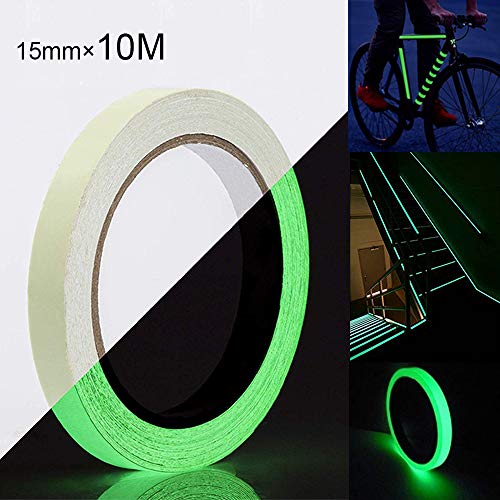 FULARR 10m X 1.5cm Premium Pegatina de Cinta Luminosa, Glow in The Dark Tape, Cinta Adhesiva de Seguridad Autoadhesiva Fluorescente, Extraíble Impermeable Durable Estable Seguridad –– Luz Verde