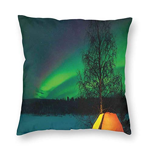 FULIYA Funda de cojín decorativa, tienda de campaña bajo campo magnético, imagen de la naturaleza, adecuada para cama completa, funda de cojín de 45,7 x 45,7 cm FULIYA Funda de cojín decorativa, tienda de campaña bajo campo magnético, imagen de la naturaleza, adecuada para cama completa, funda de cojín de 45,7 x 45,7 cm