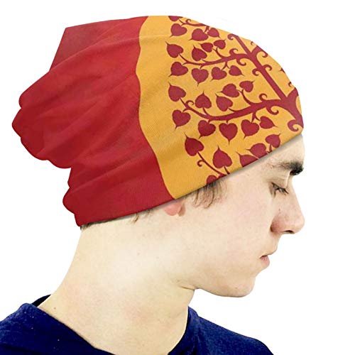 Fuliya Kids Winter Knit Hat Warm Hats,Artistic Design of Bodhi Tree Nature and Ancient Yoga Meditation,Children Beanie Cap for Girls Boys