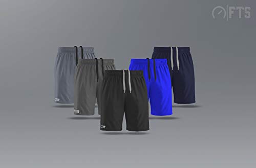 FULL TIME SPORTS FTS-606 2 Paquetes Pantalones Cortos para Correr 100% poliéster - Medium, Armada-Royal