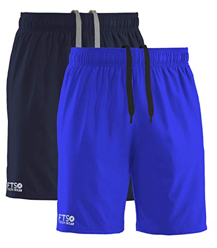 FULL TIME SPORTS FTS-606 2 Paquetes Pantalones Cortos para Correr 100% poliéster - Medium, Armada-Royal