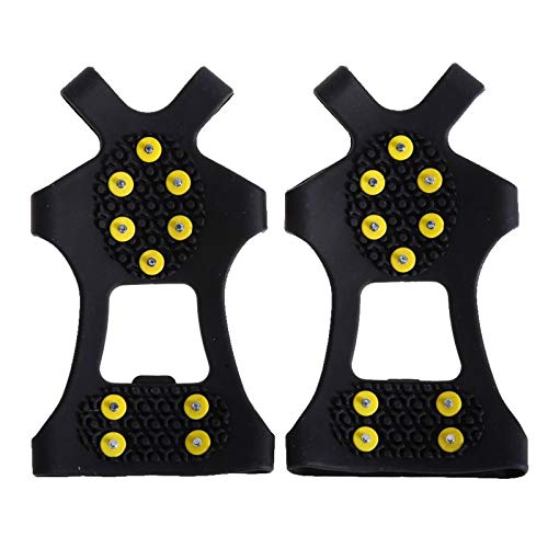 Fullbeing Ocho Crampones de 10 Clavos, puños Antideslizantes para Tacos de Hielo para Botas de Zapatos, 2 Pares (L) Fullbeing Ocho Crampones de 10 Clavos, puños Antideslizantes para Tacos de Hielo para Botas de Zapatos, 2 Pares (L)