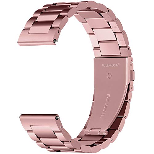 Fullmosa 4 Colores para Correa Metálica de Reloj de Liberación Rápida, Pulsera Reloj de Acero Inoxidable, Rosa 16mm