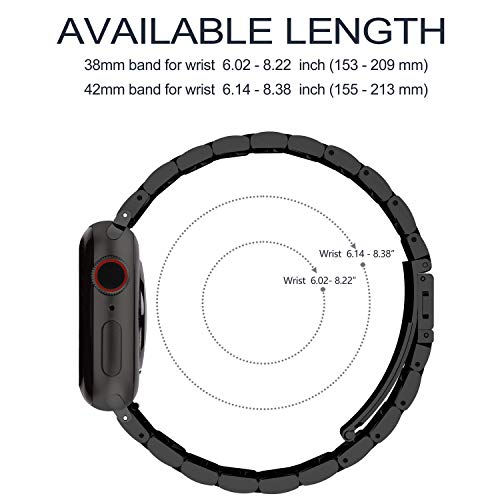 Fullmosa Acero Inoxidable Correa Compatible Apple Watch/iWatch Serie SE, Serie 6, Serie 5, Serie 4, Serie 3, Serie 2, Serie 1, Apple Watch Correa 38mm 40mm 42mm 44mm, Negro 42mm/44mm Fullmosa Acero Inoxidable Correa Compatible Apple Watch/iWatch Serie SE, Serie 6, Serie 5, Serie 4, Serie 3, Serie 2, Serie 1, Apple Watch Correa 38mm 40mm 42mm 44mm, Negro 42mm/44mm