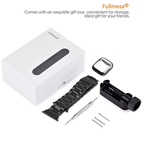 Fullmosa Acero Inoxidable Correa Compatible Apple Watch/iWatch Serie SE, Serie 6, Serie 5, Serie 4, Serie 3, Serie 2, Serie 1, Apple Watch Correa 38mm 40mm 42mm 44mm, Negro 42mm/44mm