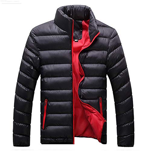 FullRose Winter Warm Outwear Slim Mens Coats Casual Windbreaker Quilted Jackets Men M-6XL Black-Red XXXL