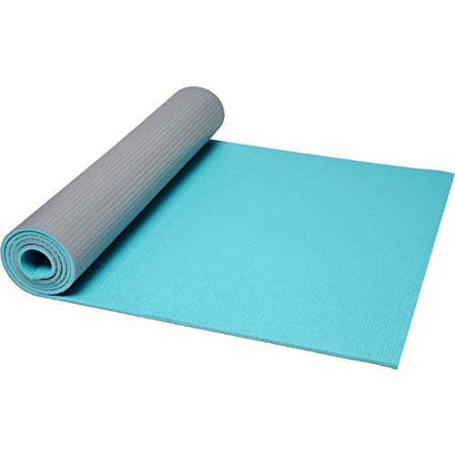 FUN FAN LINE - Esterilla de Yoga Bicolor con Superficie Texturizada y excelente Agarre Antideslizante. Colchoneta Ideal para Hacer Ejercicio en casa con Adultos o niños (Gris + Verde Menta)