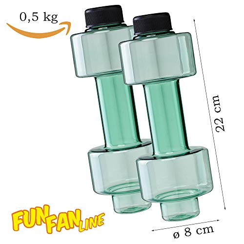 FUN FAN LINE - Pack x2 Botella mancuerna de Medio Kilo Cada una para Entrenamiento en casa. Botellas Que se llenan de Agua para Trabajar musculación sirviendo como Pesas. Capacidad 500 ml Cada una. FUN FAN LINE - Pack x2 Botella mancuerna de Medio Kilo Cada una para Entrenamiento en casa. Botellas Que se llenan de Agua para Trabajar musculación sirviendo como Pesas. Capacidad 500 ml Cada una.