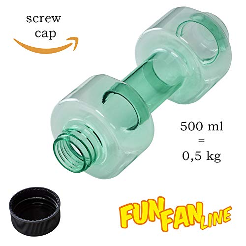 FUN FAN LINE - Pack x2 Botella mancuerna de Medio Kilo Cada una para Entrenamiento en casa. Botellas Que se llenan de Agua para Trabajar musculación sirviendo como Pesas. Capacidad 500 ml Cada una.